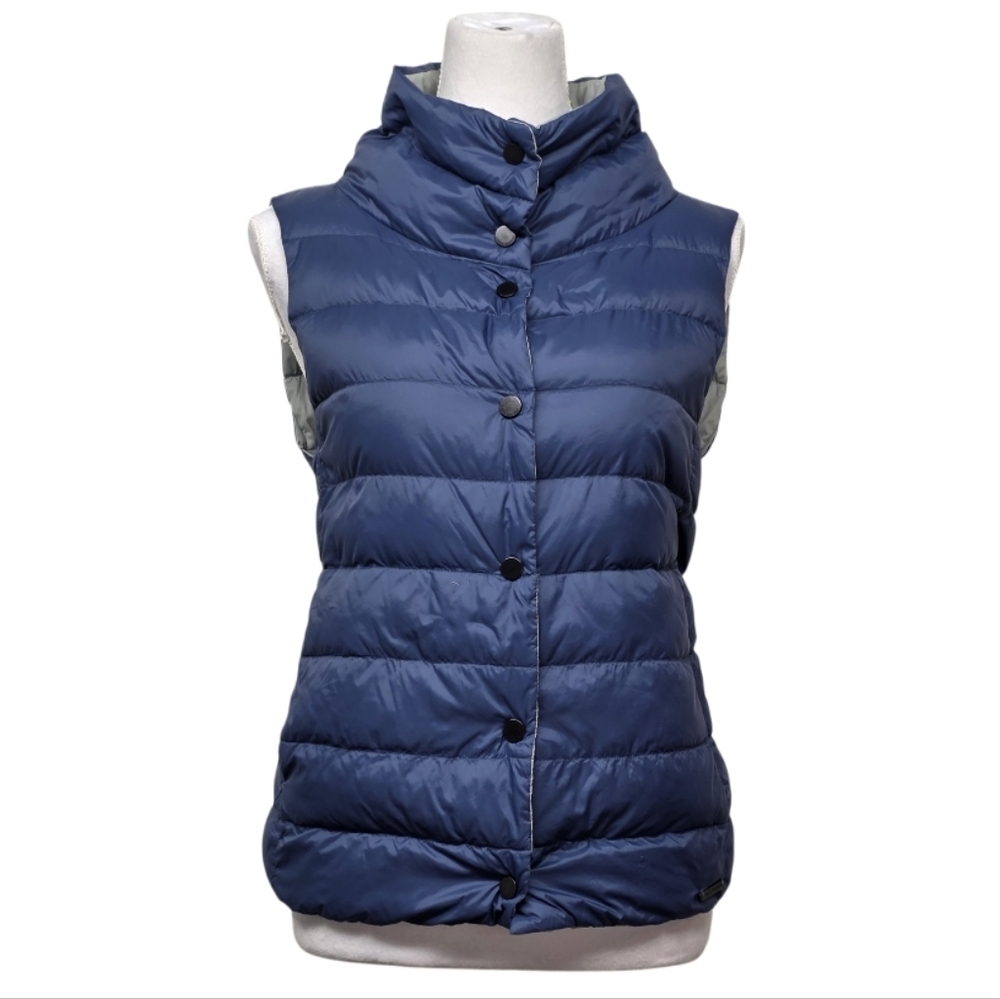 Carve Designs Reversible Blue Gray Puffer Vest Size S/M